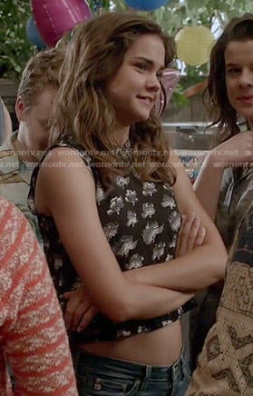 Wornontv Callies Black And White Printed Top On The Fosters Maia