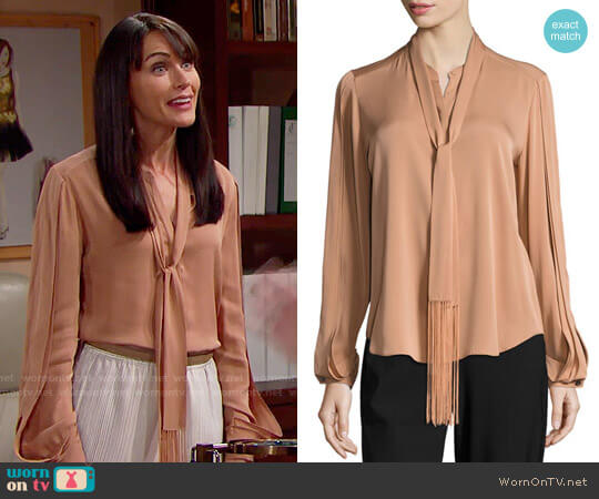Wornontv Quinns Nude Tie Neck Blouse On The Bold And The Beautiful