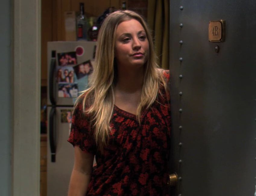 Penny's black and red top on The Big Bang Theory