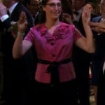 Amy’s pink blouse on her date with Leonard on The Big Bang Theory