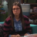 Amy’s pink and black stripe cardigan on The Big Bang Theory