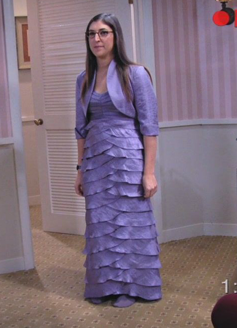 Amy's purple gown tried on at the store  on The Big Bang Theory