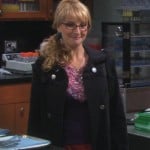 Bernadette’s black coat with ruffle collar on The Big Bang Theory