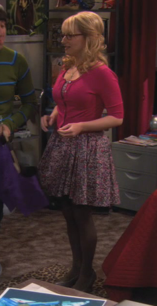 Bernadette's pink floral dress and cardigan on The Big Bang Theory