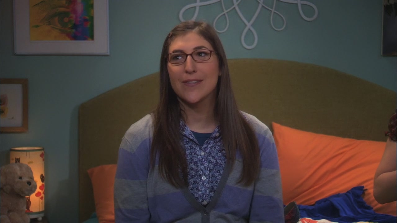 Amy's purple and grey striped cardigan on The Big Bang Theory