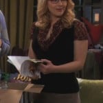 Bernadette’s plaid ruffle shirt with black vest on The Big Bang Theory