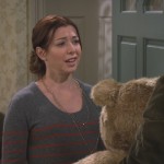 Lily’s grey sweater dress with orange stripes on How I met your mother