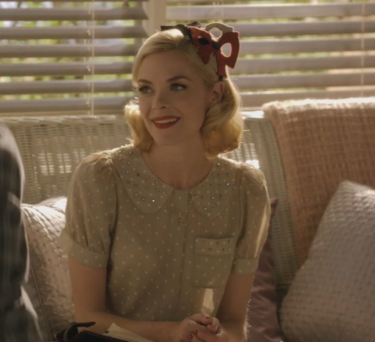 Lemon's polka dot blouse with cream and red headband on Hart of Dixie