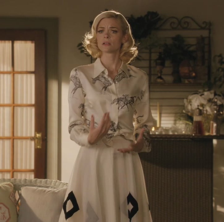 Lemon's white horse print blouse and diamond print skirt on Hart of Dixie