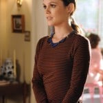 Zoe’s orange striped longsleeve top and blue spiked necklace on Hart of Dixie
