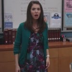 Annie’s green cardigan and patterned dress from Community