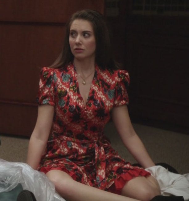 Annie's red wrap style dress from Community