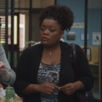 Shirley’s blue patterned top on Community