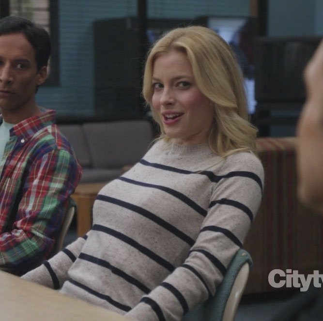 Britta's grey and blue striped sweater on Community
