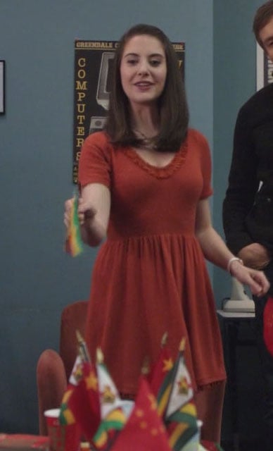 Annie's orange short sleeve dress on Community