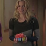 Britta’s grey diagonal block sweater