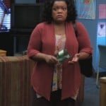 Shirley’s brown maxi skirt and open cardigan on Community