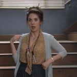 Annie’s yellow blouse with pastel blue cardigan on Community