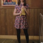 Annie’s floral short sleeve dress with black tights on Community