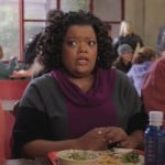 Shirley’s purple and grey cowlneck sweater on Community