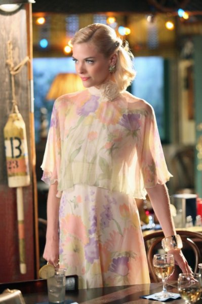 Lemon's sheer floral cape and dress on Hart of Dixie