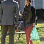 Zoe’s red leggings and striped scarf on Hart of Dixie