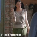 Penny’s striped sweater and green mini skirt on Happy Endings