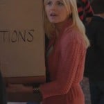 Alex’s orange ribbed cardigan on Happy Endings