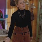 Alex’s brown striped midi skirt on Happy Endings