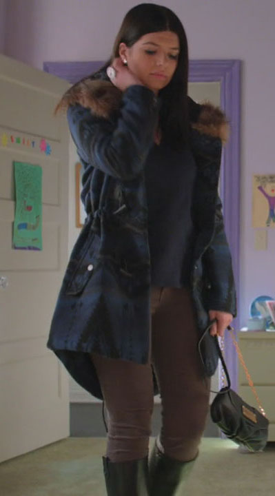 Penny's blue coat with fur collar on Happy Endings