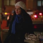 Penny’s cobalt blue knit scarf on Happy Endings