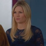 Alex’s blue sheer lace top on Happy Endings