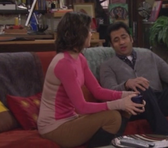 Robin’s pink sweater with cream back on How I Met Your Mother