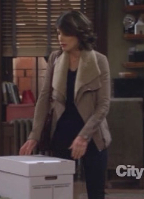 Robin's open wool jacket on How I Met Your Mother