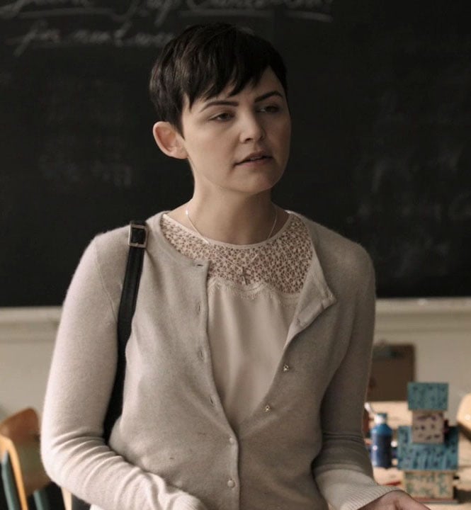 Mary's white lace top and grey cardigan on Once Upon A Time