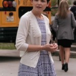 Mary’s blue patterned dress and white cardigan on Once Upon a Time
