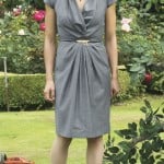 Regina’s grey dress with gold clasp belt on Once Upon a time