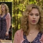 Magnolia’s peach contrast stitch cardigan on Hart of Dixie