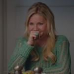 Alex’s green crochet sweater and aqua ring on Happy Endings