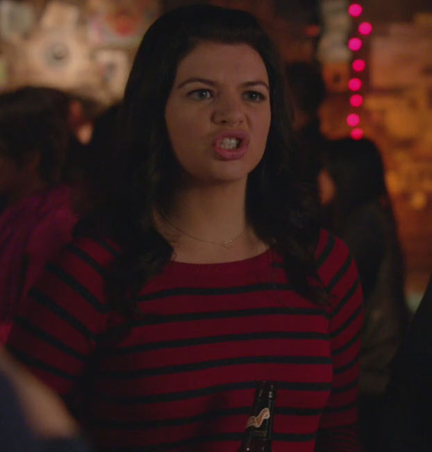 Penny's red thin stripe top on Happy Endings