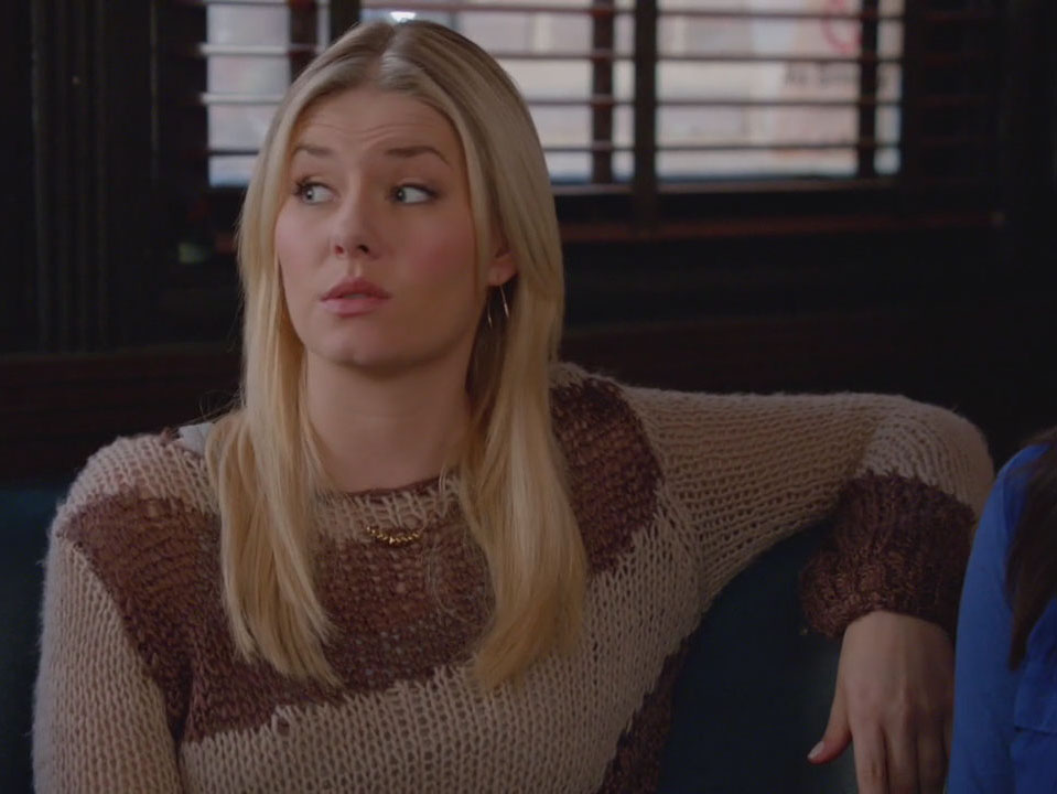 Alex's brown knit sweater on Happy Endings