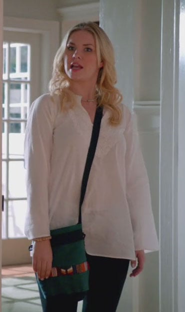 Alex's green cross body bag on Happy Endings