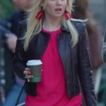 Alex’s dark purple leather jacket on Happy Endings