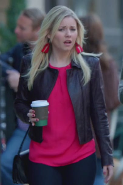 Alex's dark purple leather jacket on Happy Endings