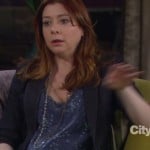 Lily’s blue spotty dress and blazer on How I Met Your Mother