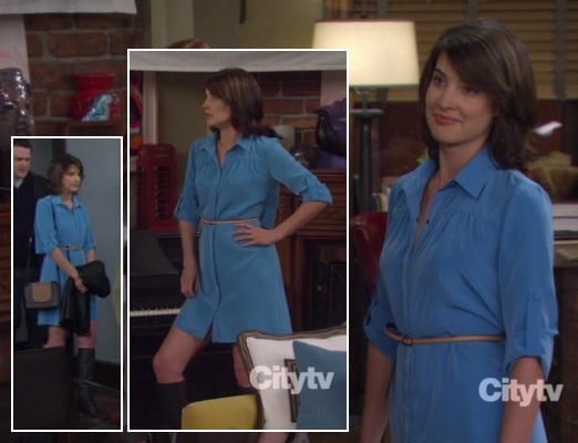 Robin’s sky blue shirt dress on How I Met Your Mother