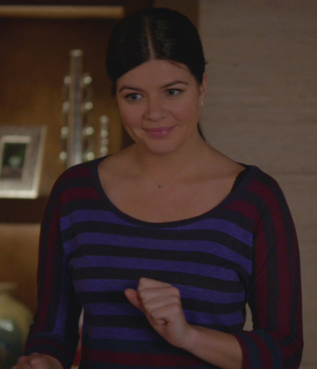 Penny's purple, red and grey striped top on Happy Endings