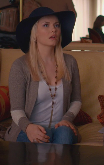Alex's lace sleeve cardigan and floppy hat on Happy Endings
