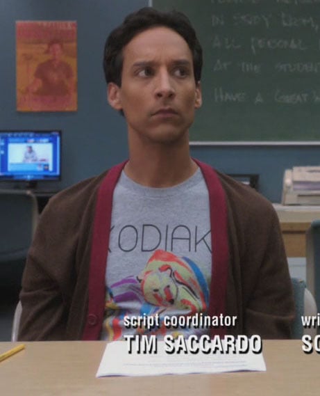 Abed's kodiak bear shirt on Community