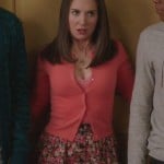 Annie’s pink floral button up skirt and coral/pink cardigan on Community